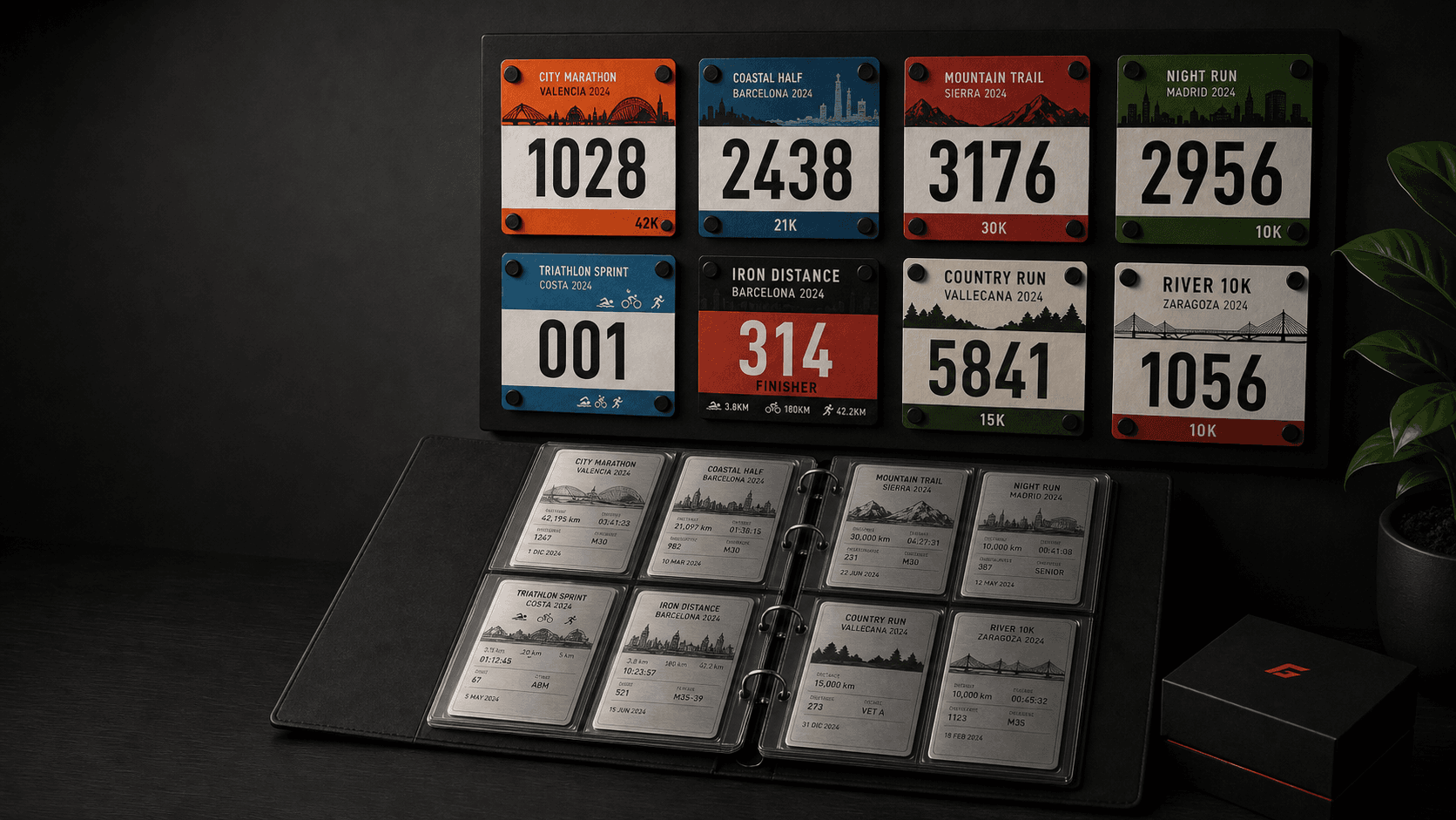 Colección BIBLOK con panel de dorsales, imanes y álbum de Race Cards